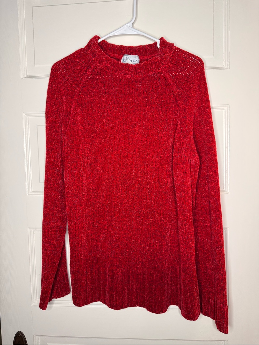 Basic Editions Red Chenille Turtleneck Sweater